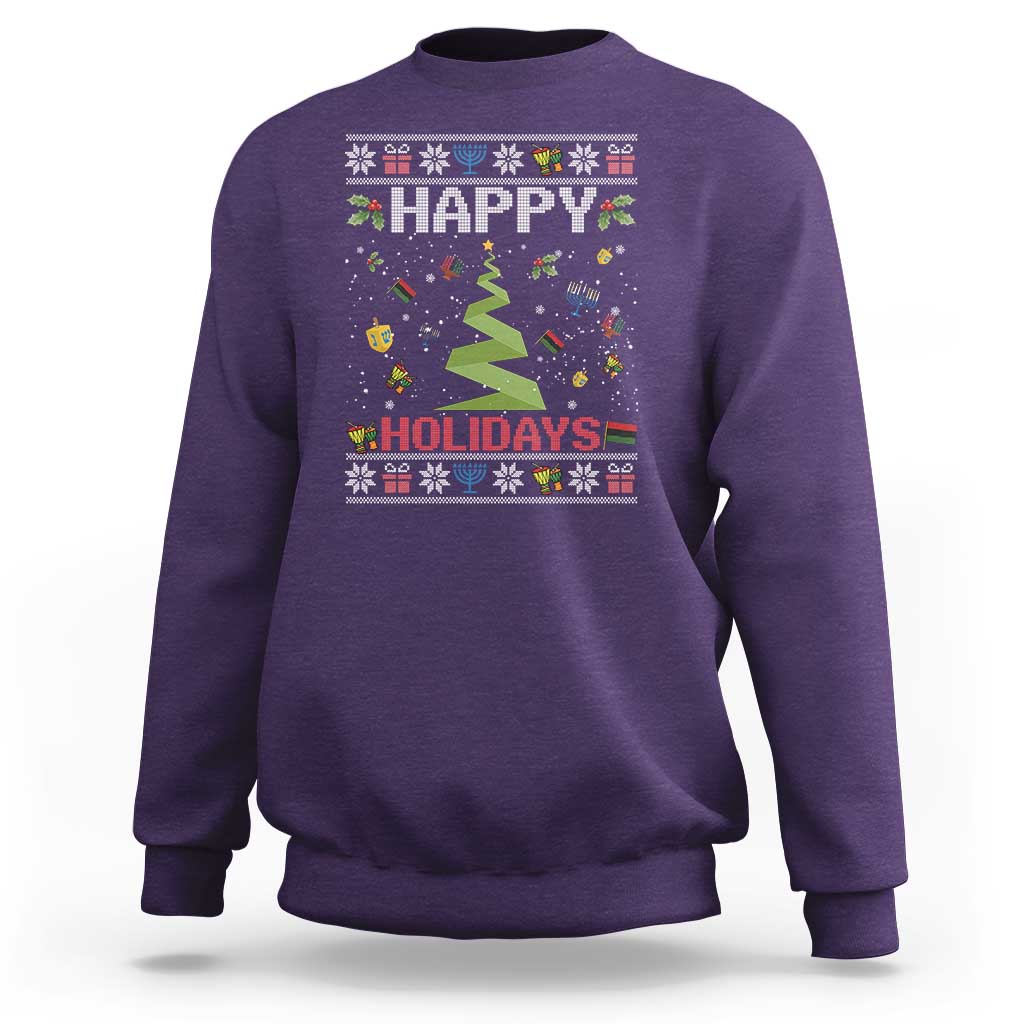 Happy Holidays For All Christmas Hanukkah Kwanzaa Gift Sweatshirt - Wonder Print Shop