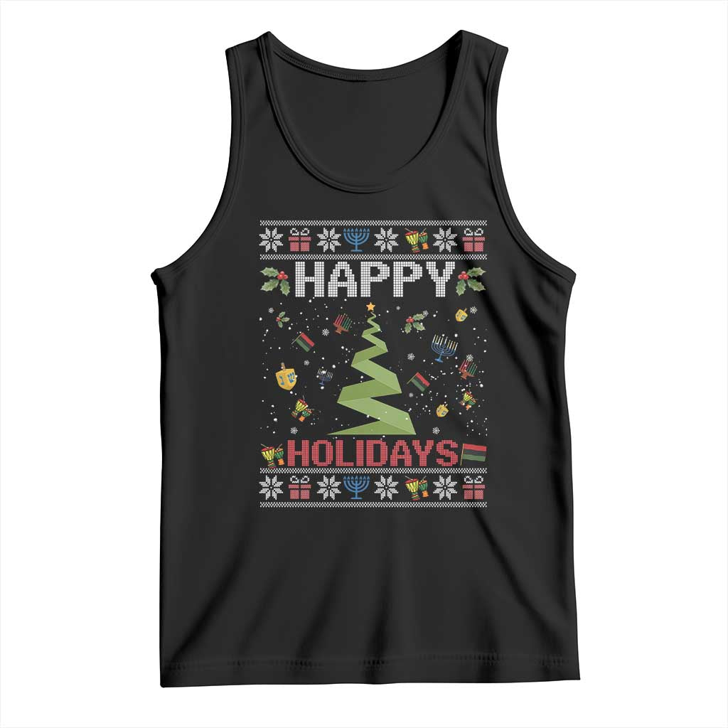 Happy Holidays For All Christmas Hanukkah Kwanzaa Gift Tank Top - Wonder Print Shop