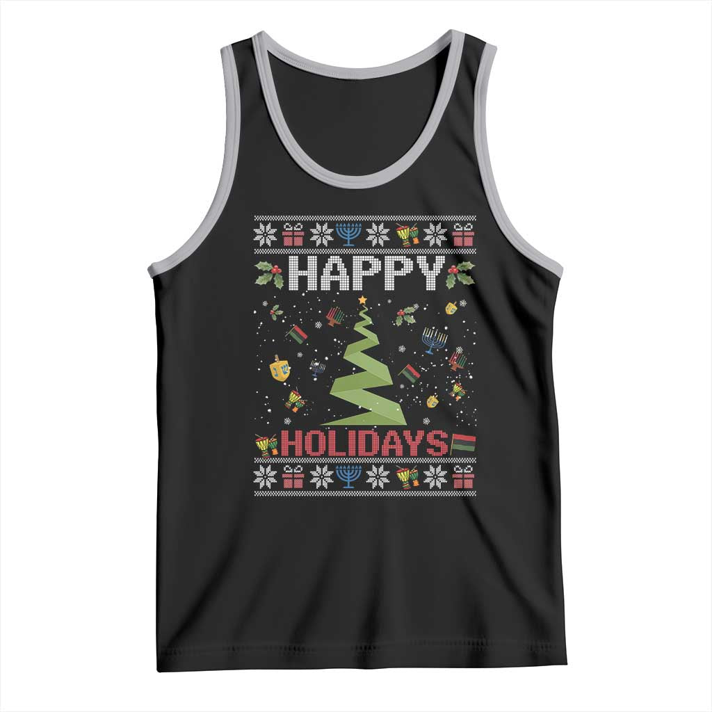 Happy Holidays For All Christmas Hanukkah Kwanzaa Gift Tank Top - Wonder Print Shop