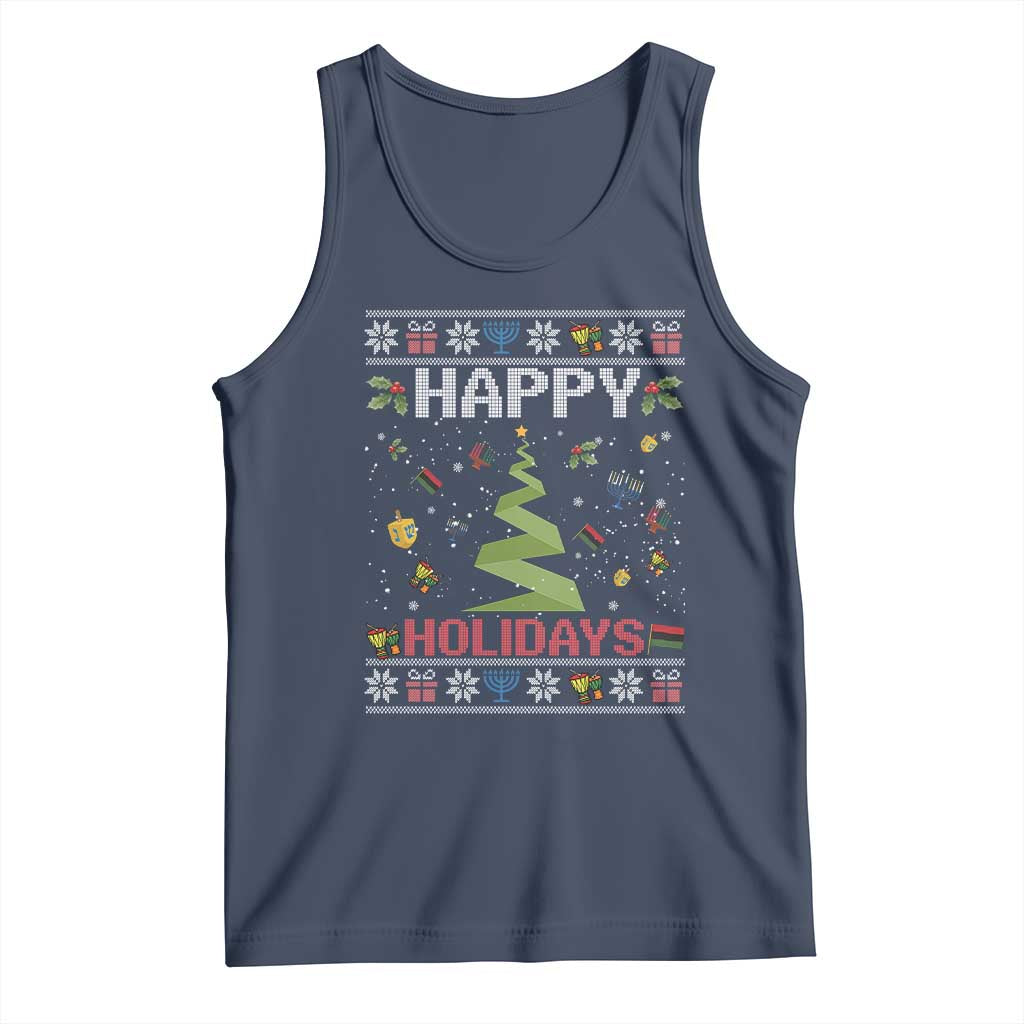 Happy Holidays For All Christmas Hanukkah Kwanzaa Gift Tank Top - Wonder Print Shop