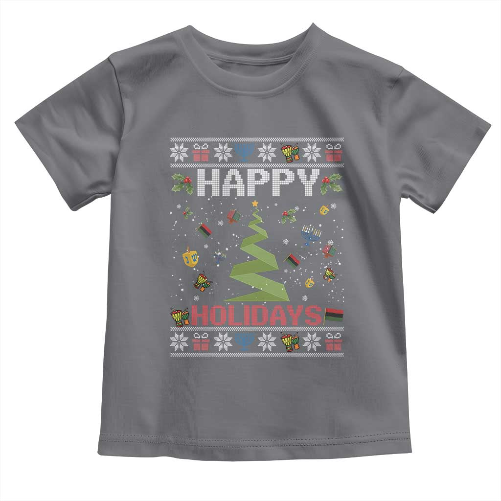 Happy Holidays For All Christmas Hanukkah Kwanzaa Gift Toddler T Shirt - Wonder Print Shop
