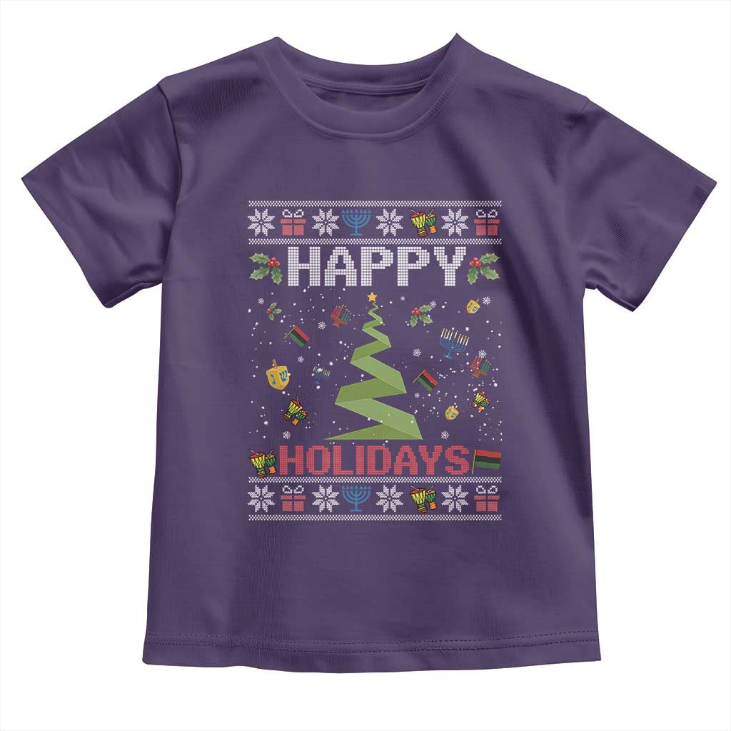 Happy Holidays For All Christmas Hanukkah Kwanzaa Gift Toddler T Shirt - Wonder Print Shop