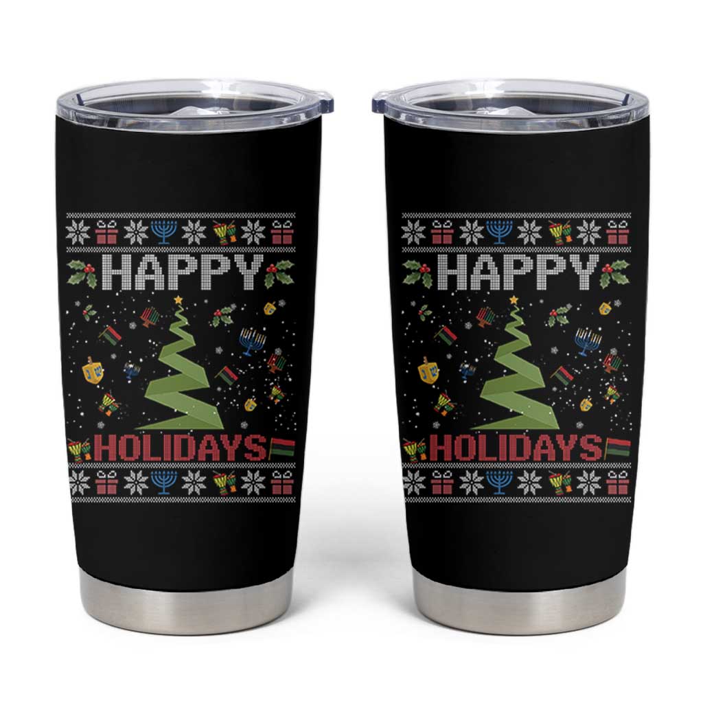 Happy Holidays For All Christmas Hanukkah Kwanzaa Gift Tumbler Cup - Wonder Print Shop