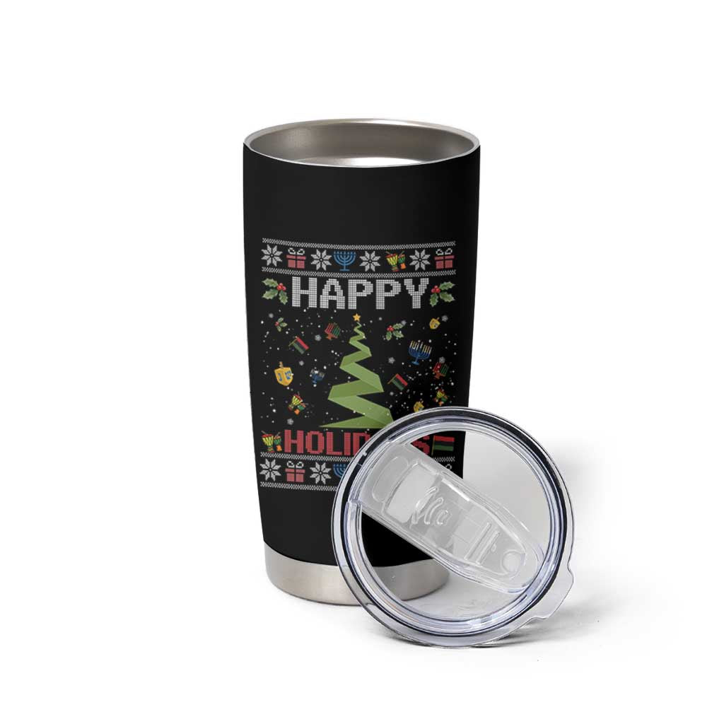 Happy Holidays For All Christmas Hanukkah Kwanzaa Gift Tumbler Cup - Wonder Print Shop