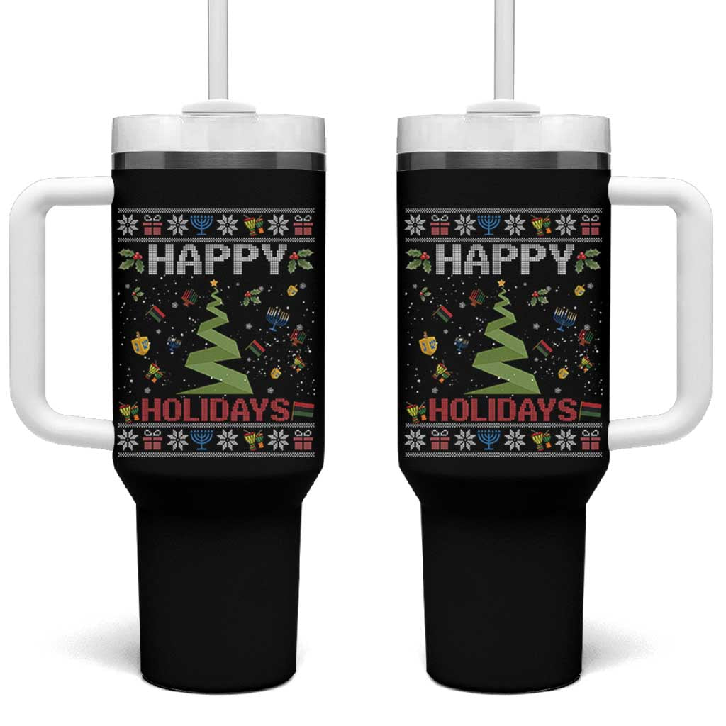 Happy Holidays For All Christmas Hanukkah Kwanzaa Gift Tumbler With Handle - Wonder Print Shop