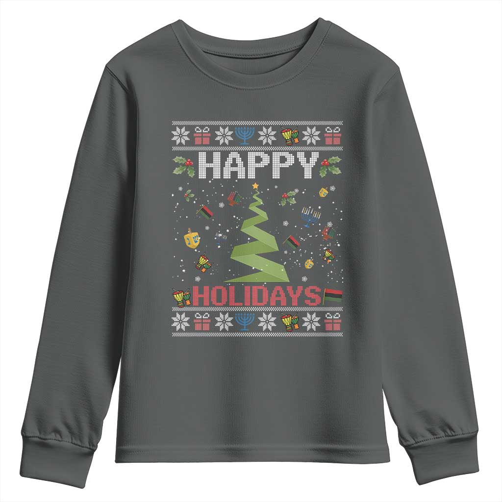 Happy Holidays For All Christmas Hanukkah Kwanzaa Gift Youth Sweatshirt - Wonder Print Shop