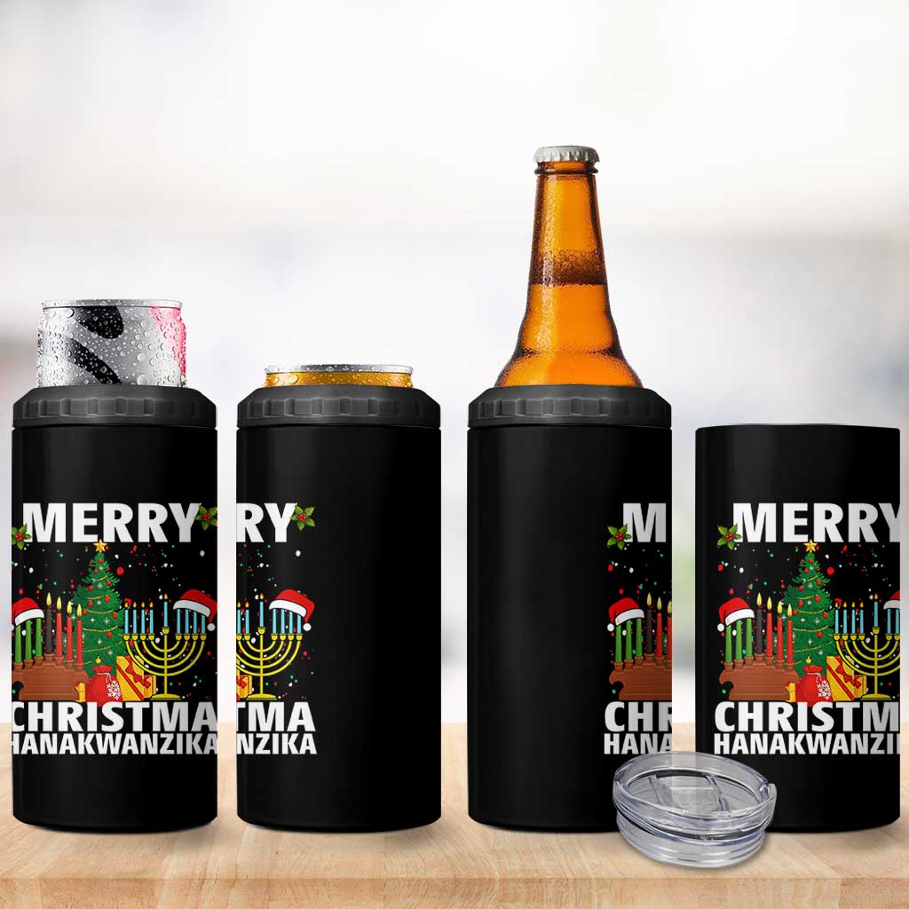Merry Christmahanakwanzika 4 in 1 Can Cooler Tumbler Christmas Hanukkah Kwanzaa Celebration Gift - Wonder Print Shop