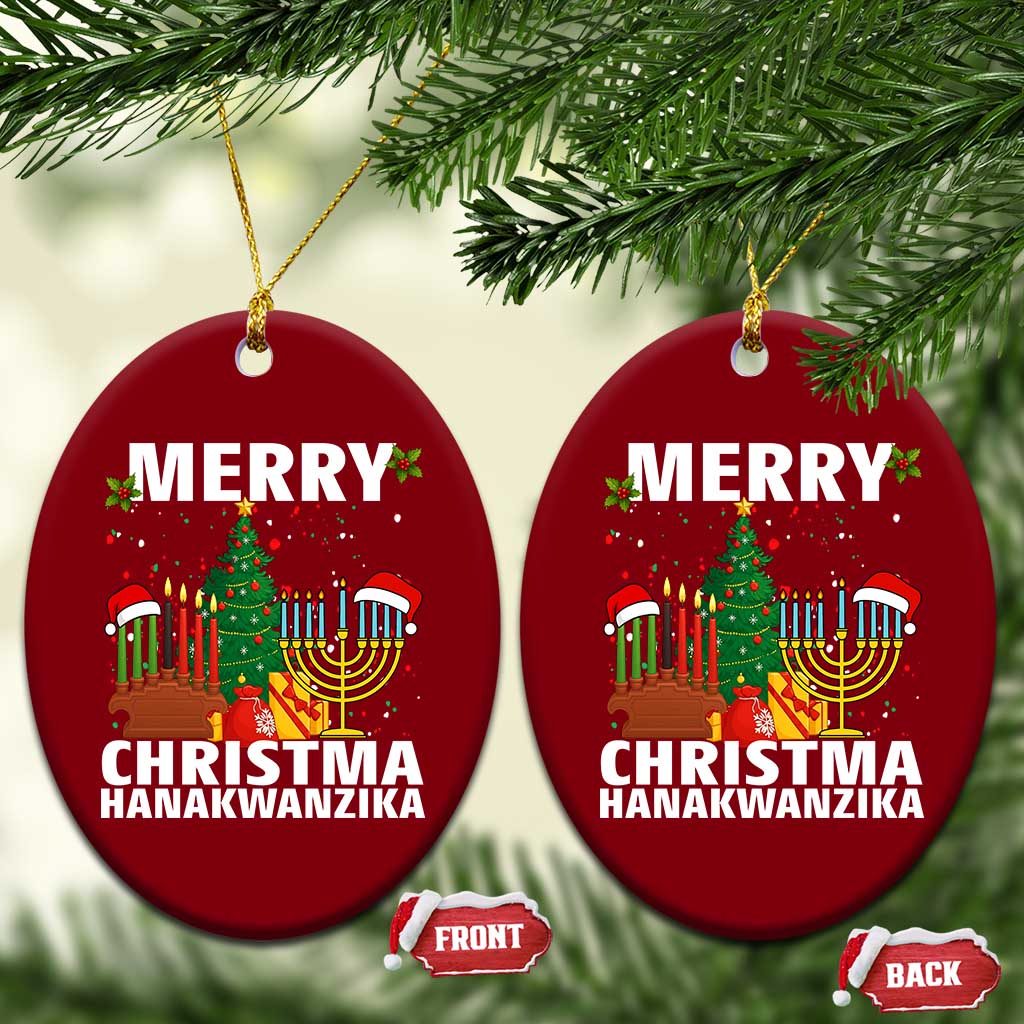 Merry Christmahanakwanzika Ceramic Ornament Christmas Hanukkah Kwanzaa Celebration Gift - Wonder Print Shop