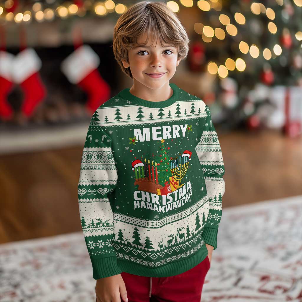 Merry Christmahanakwanzika Ugly Christmas Sweater Xmas Hanukkah Kwanzaa Celebration Gift - Wonder Print Shop
