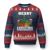 Merry Christmahanakwanzika Ugly Christmas Sweater Xmas Hanukkah Kwanzaa Celebration Gift - Wonder Print Shop