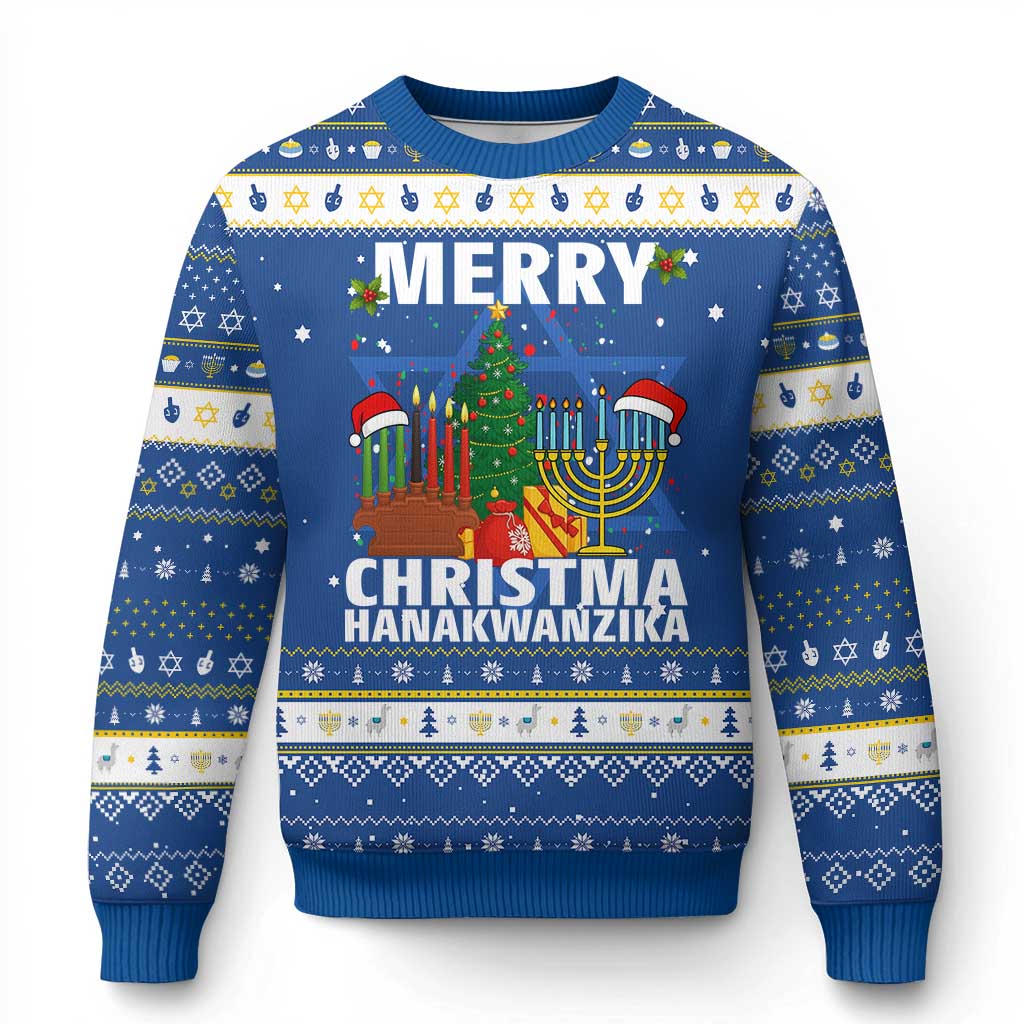 Merry Christmahanakwanzika Hanukkah Ugly Sweater Christmas Chanukkah Kwanzaa Celebration Gift - Wonder Print Shop