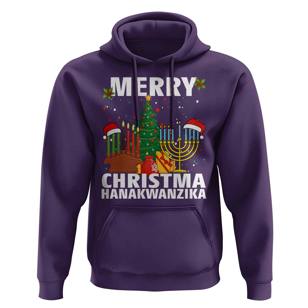 Merry Christmahanakwanzika Hoodie Christmas Hanukkah Kwanzaa Celebration Gift - Wonder Print Shop