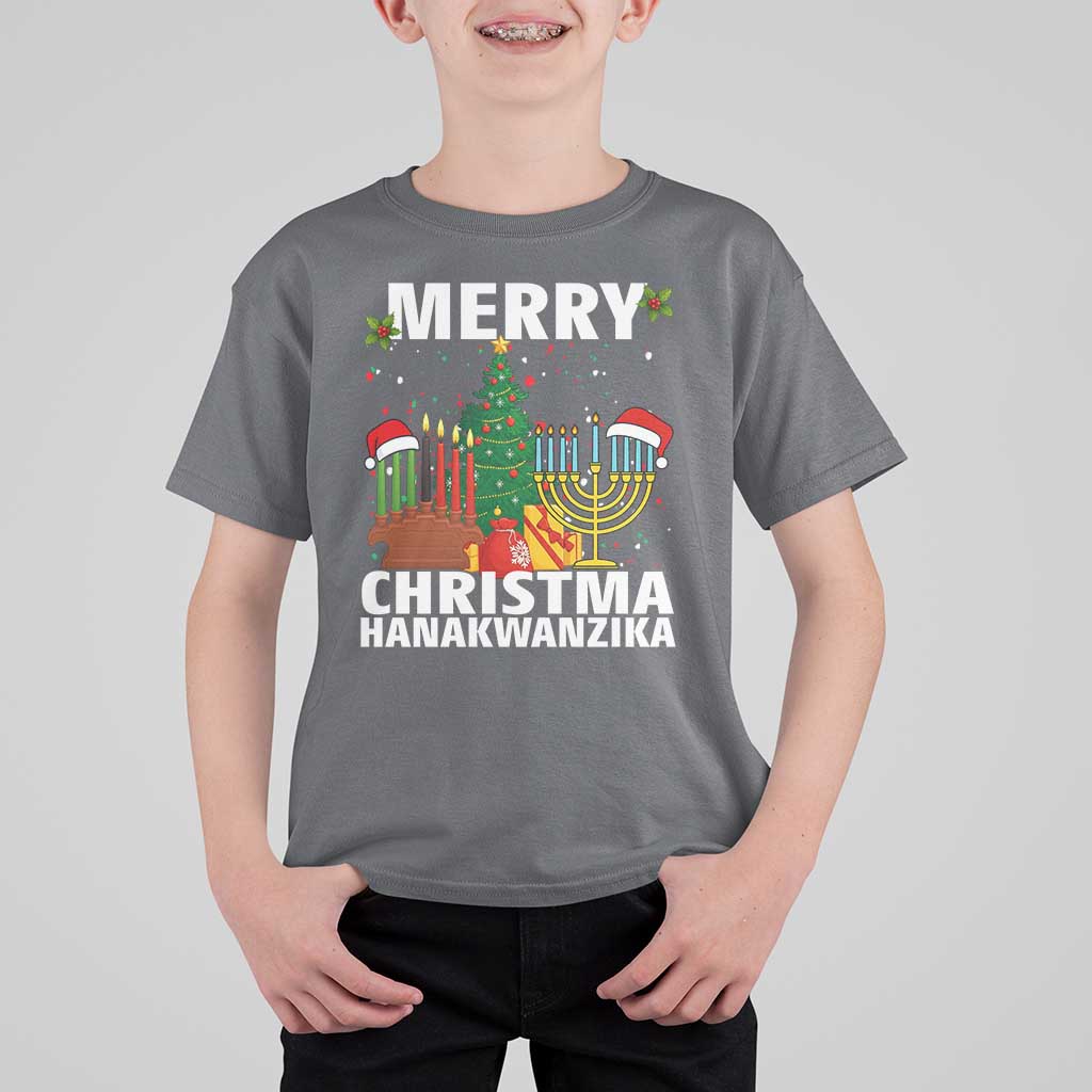 Merry Christmahanakwanzika T Shirt For Kid Christmas Hanukkah Kwanzaa Celebration Gift - Wonder Print Shop