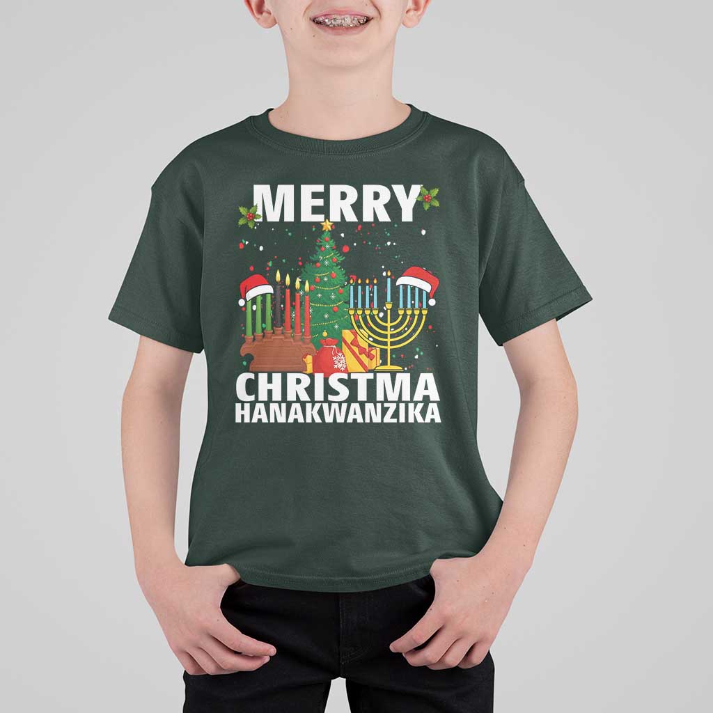 Merry Christmahanakwanzika T Shirt For Kid Christmas Hanukkah Kwanzaa Celebration Gift - Wonder Print Shop