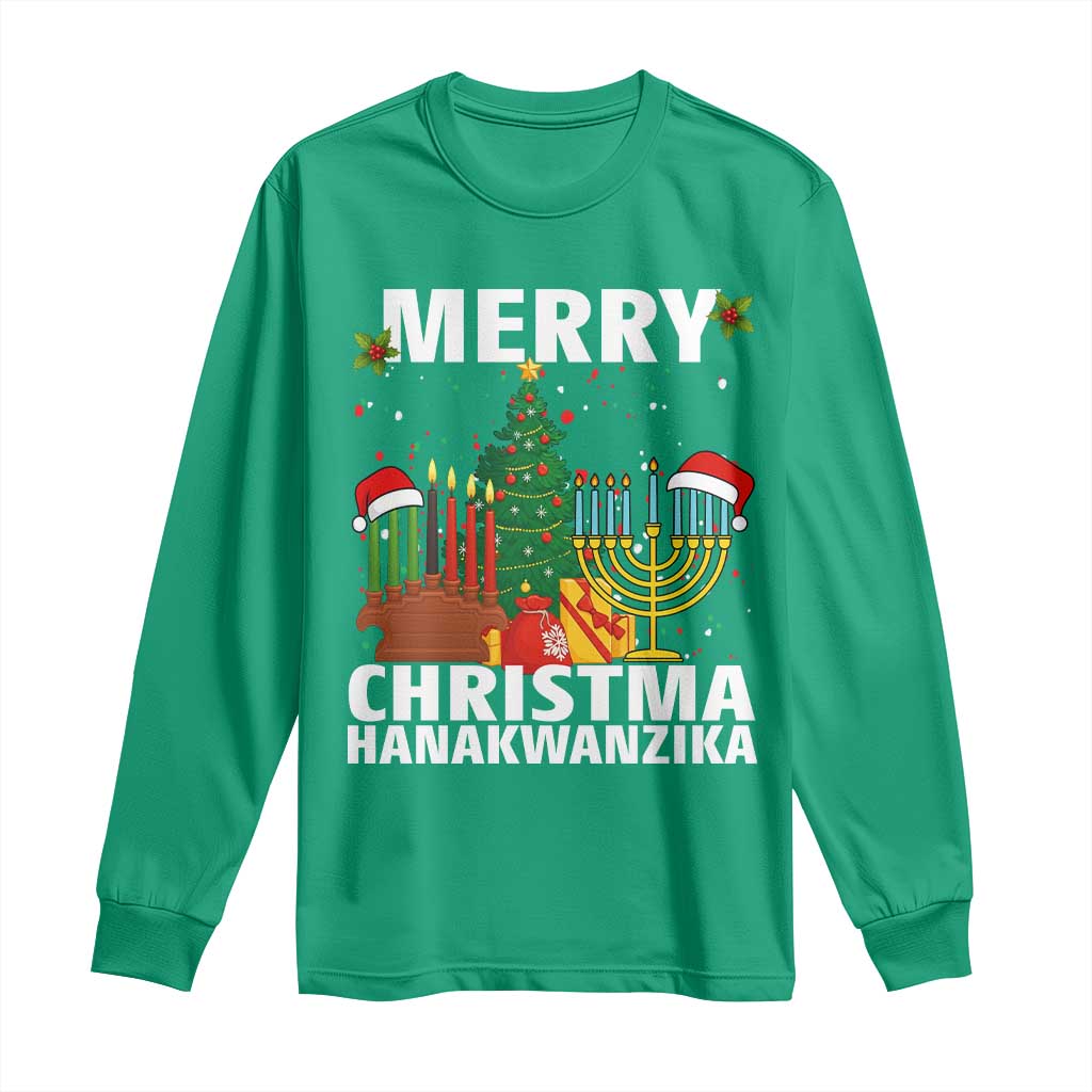 Merry Christmahanakwanzika Long Sleeve Shirt Christmas Hanukkah Kwanzaa Celebration Gift - Wonder Print Shop