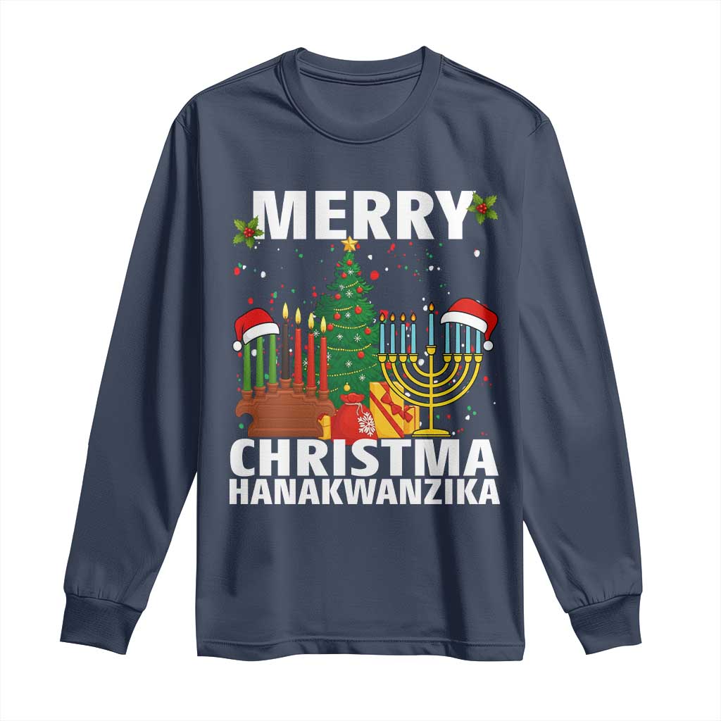 Merry Christmahanakwanzika Long Sleeve Shirt Christmas Hanukkah Kwanzaa Celebration Gift - Wonder Print Shop