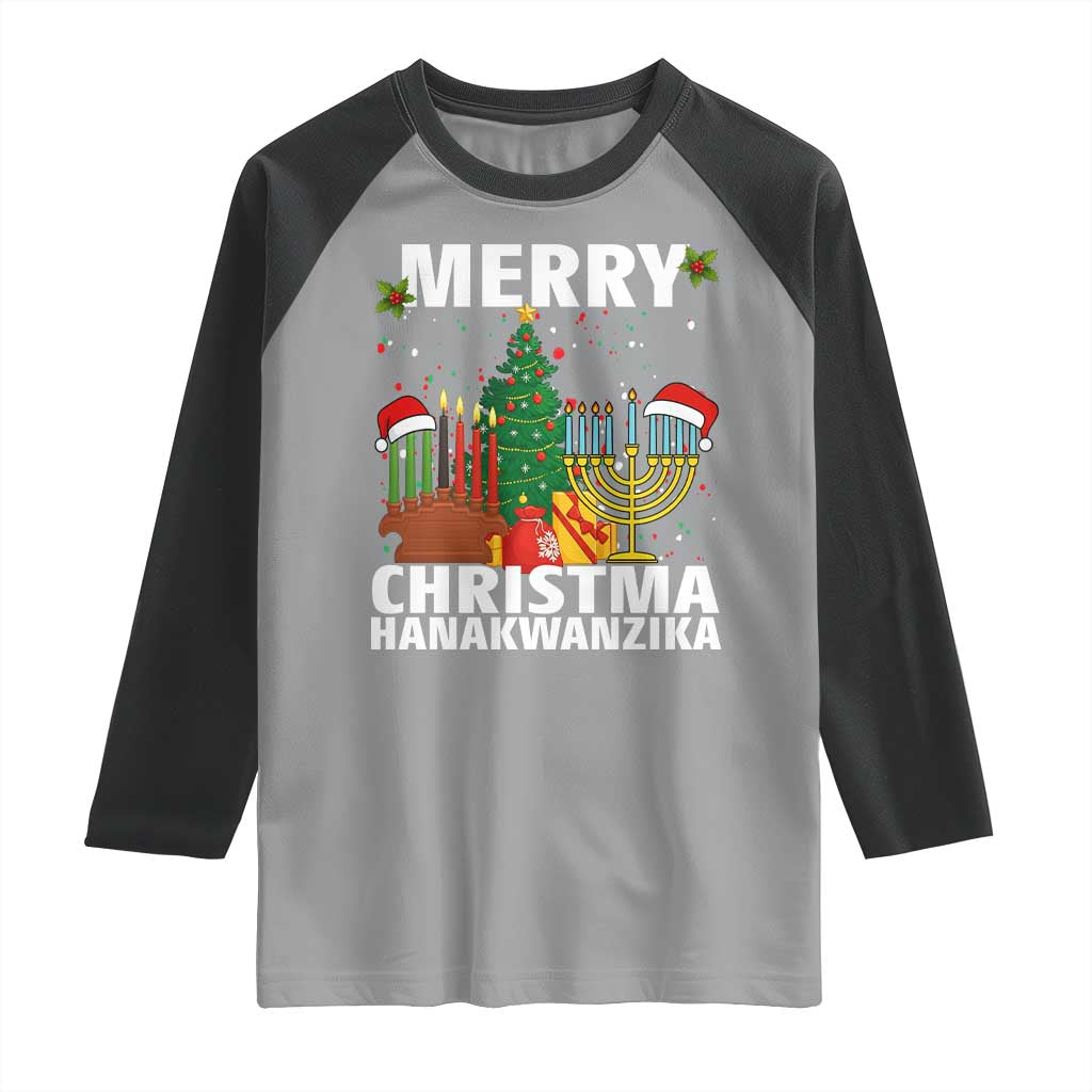Merry Christmahanakwanzika Raglan Shirt Christmas Hanukkah Kwanzaa Celebration Gift - Wonder Print Shop