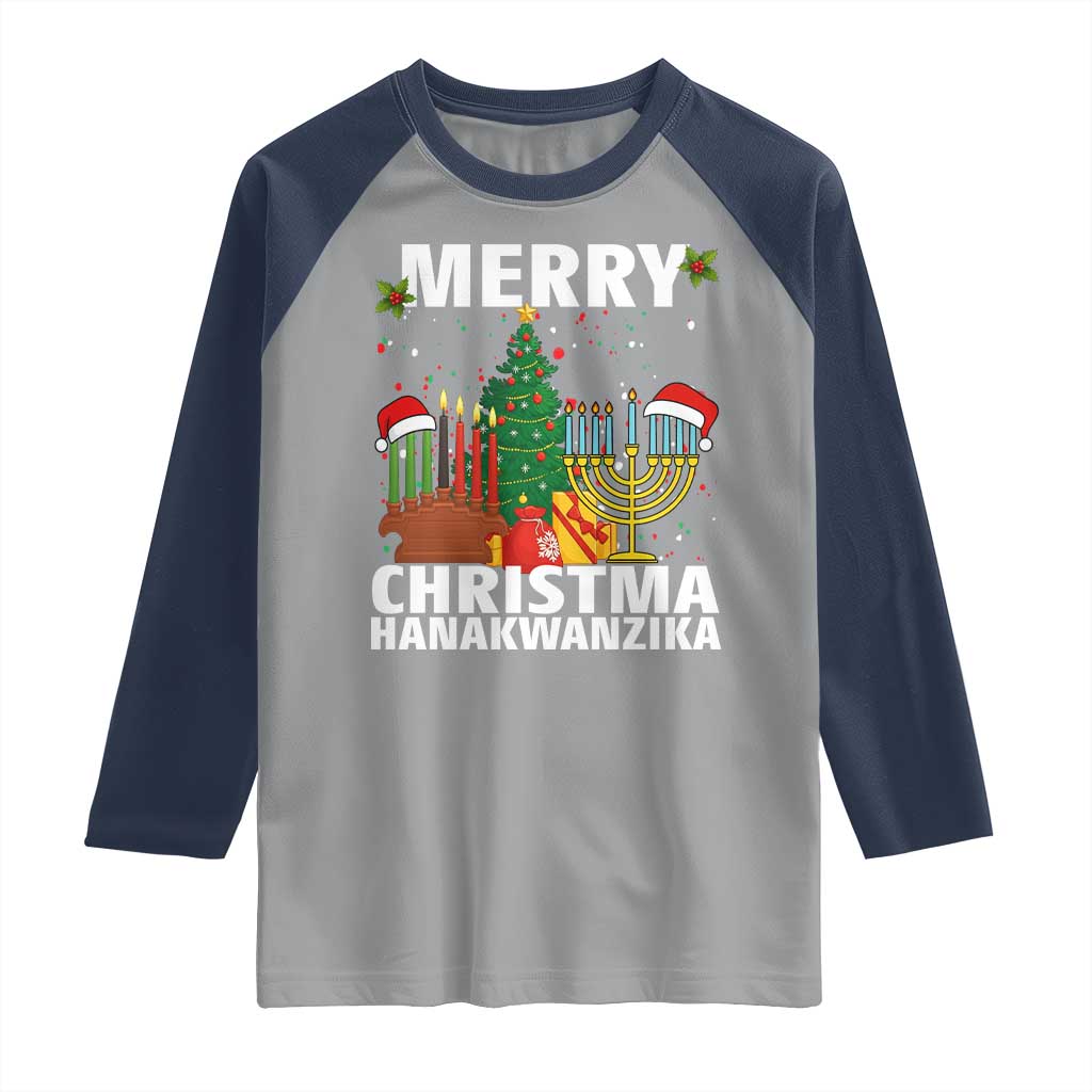 Merry Christmahanakwanzika Raglan Shirt Christmas Hanukkah Kwanzaa Celebration Gift - Wonder Print Shop