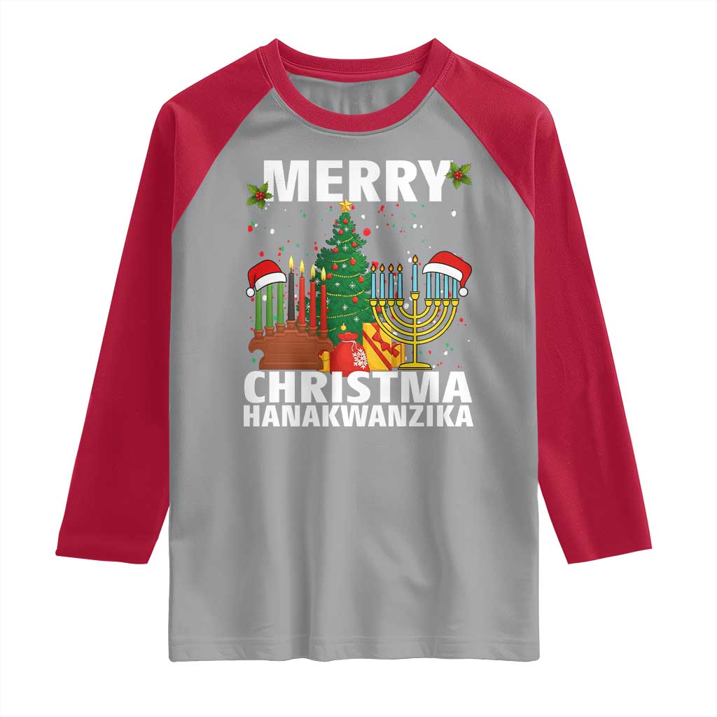 Merry Christmahanakwanzika Raglan Shirt Christmas Hanukkah Kwanzaa Celebration Gift - Wonder Print Shop