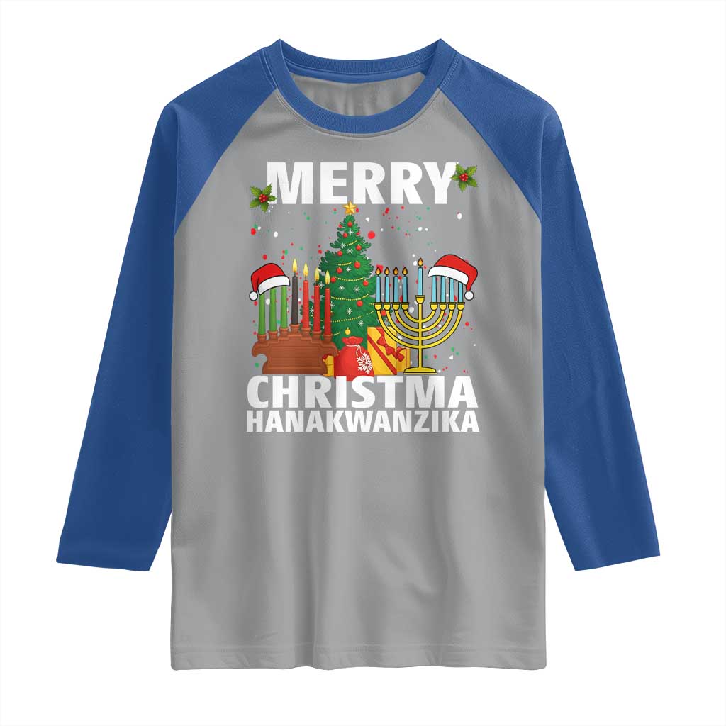 Merry Christmahanakwanzika Raglan Shirt Christmas Hanukkah Kwanzaa Celebration Gift - Wonder Print Shop