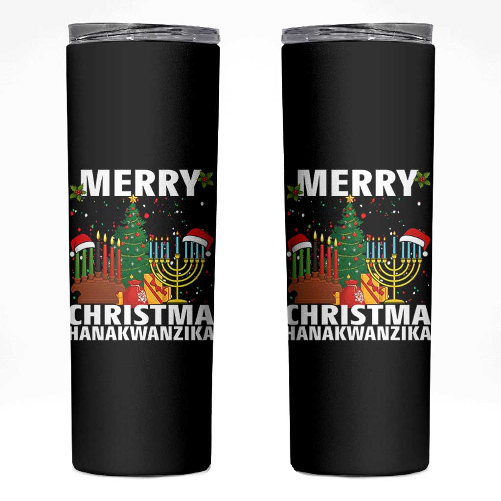Merry Christmahanakwanzika Skinny Tumbler Christmas Hanukkah Kwanzaa Celebration Gift - Wonder Print Shop