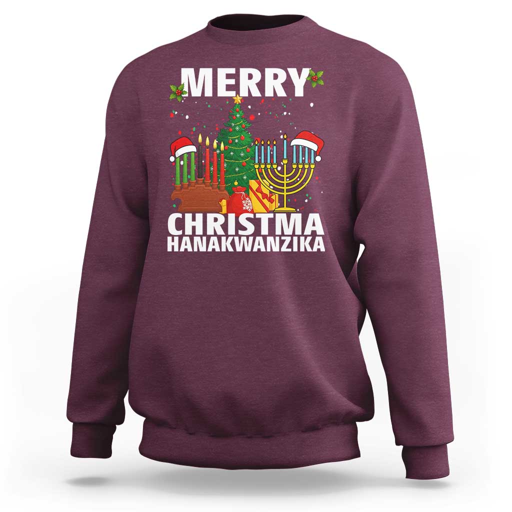 Merry Christmahanakwanzika Sweatshirt Christmas Hanukkah Kwanzaa Celebration Gift - Wonder Print Shop