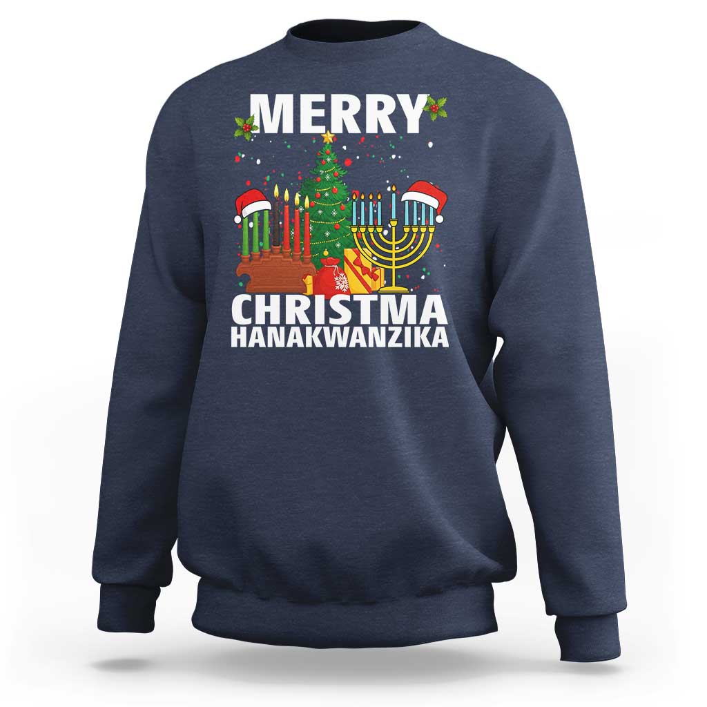 Merry Christmahanakwanzika Sweatshirt Christmas Hanukkah Kwanzaa Celebration Gift - Wonder Print Shop
