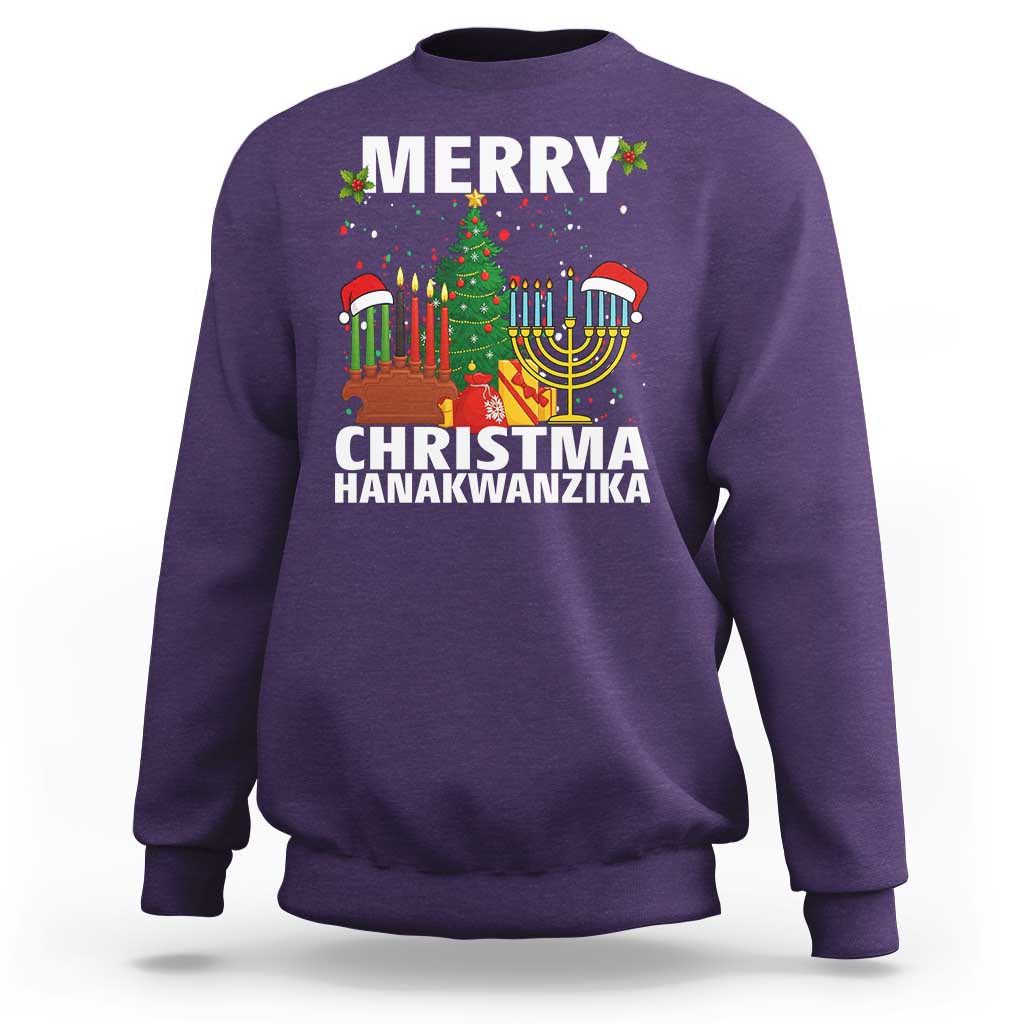 Merry Christmahanakwanzika Sweatshirt Christmas Hanukkah Kwanzaa Celebration Gift - Wonder Print Shop