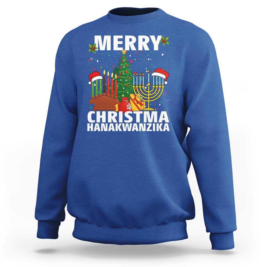 Merry Christmahanakwanzika Sweatshirt Christmas Hanukkah Kwanzaa Celebration Gift - Wonder Print Shop