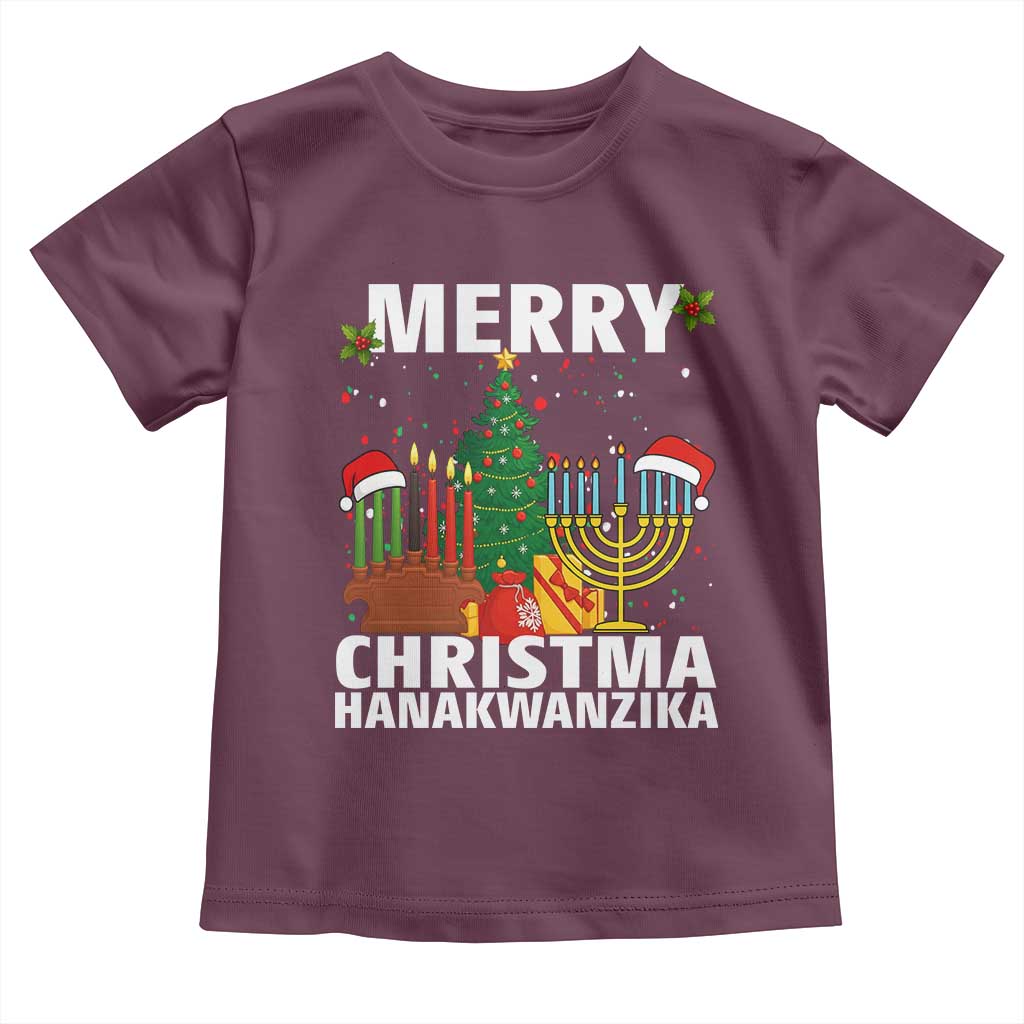 Merry Christmahanakwanzika Toddler T Shirt Christmas Hanukkah Kwanzaa Celebration Gift - Wonder Print Shop