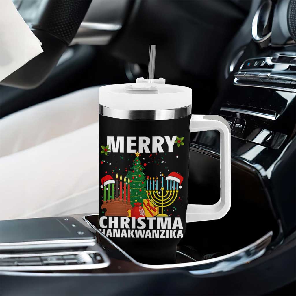 Merry Christmahanakwanzika Tumbler With Handle Christmas Hanukkah Kwanzaa Celebration Gift - Wonder Print Shop