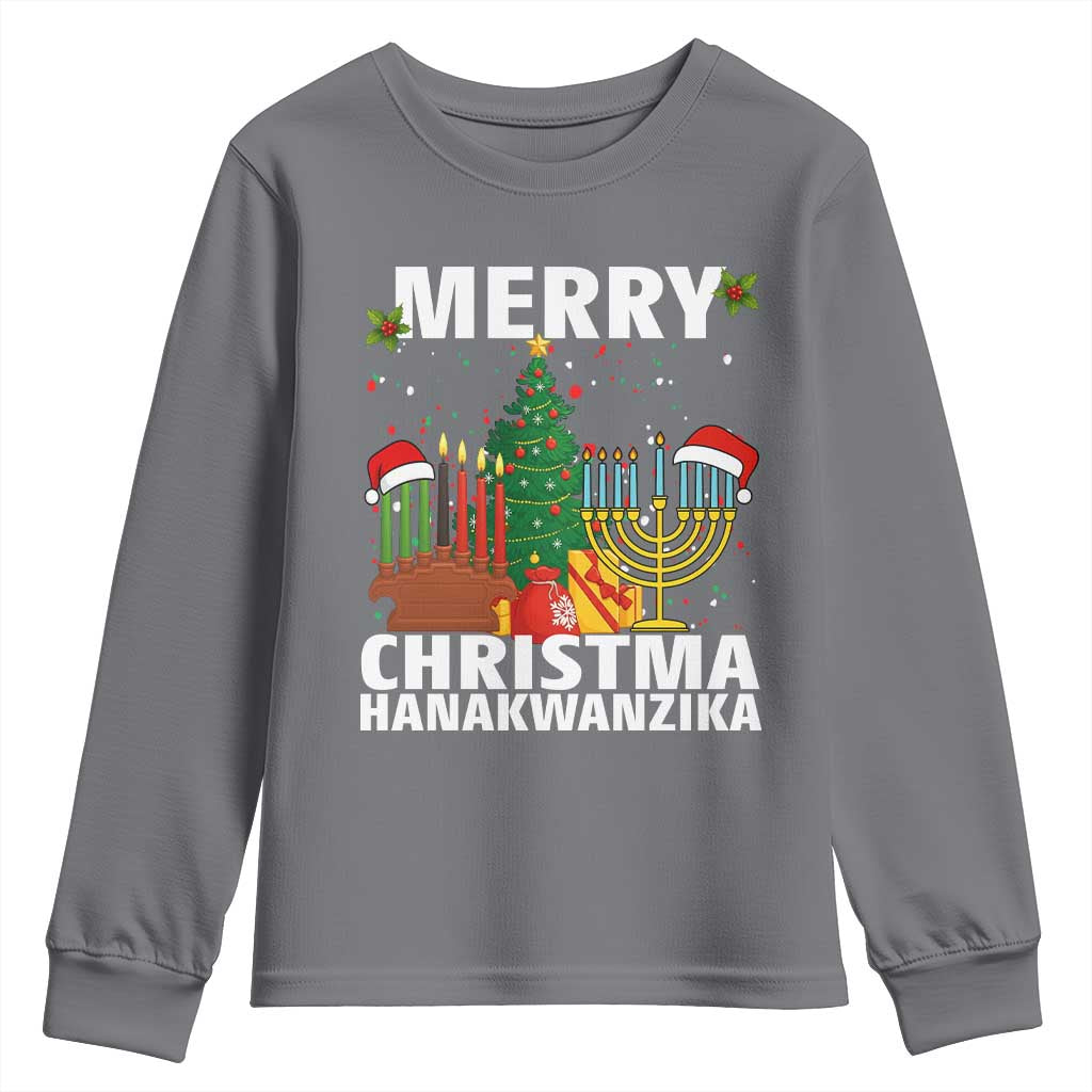 Merry Christmahanakwanzika Youth Sweatshirt Christmas Hanukkah Kwanzaa Celebration Gift - Wonder Print Shop