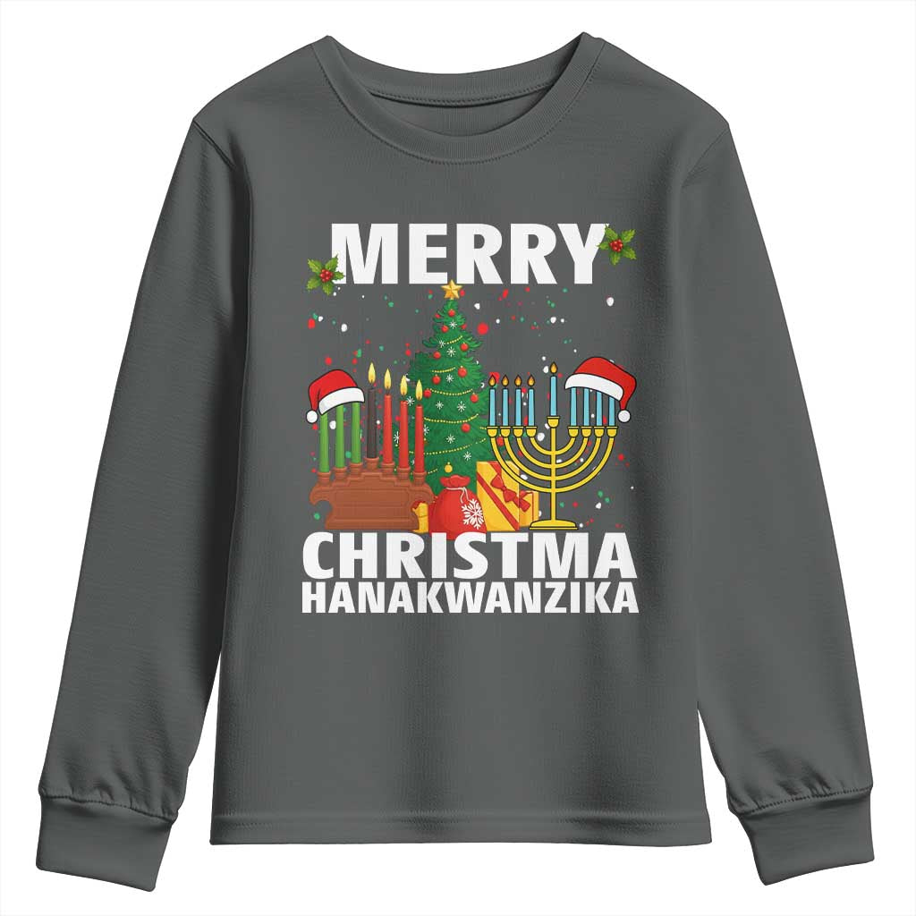 Merry Christmahanakwanzika Youth Sweatshirt Christmas Hanukkah Kwanzaa Celebration Gift - Wonder Print Shop