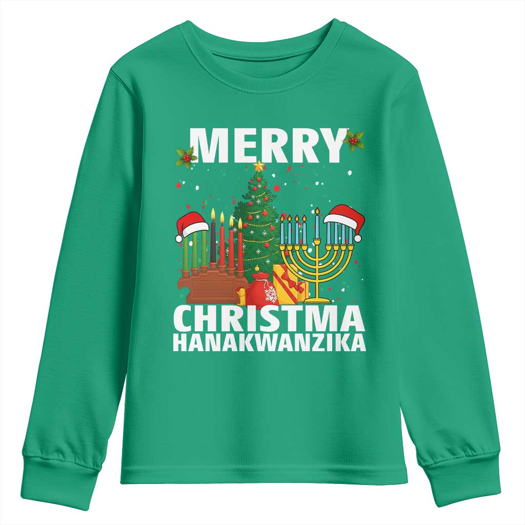 Merry Christmahanakwanzika Youth Sweatshirt Christmas Hanukkah Kwanzaa Celebration Gift - Wonder Print Shop