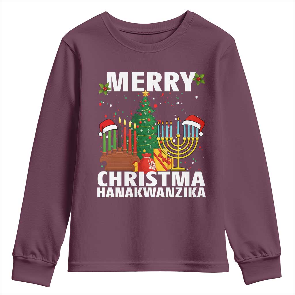 Merry Christmahanakwanzika Youth Sweatshirt Christmas Hanukkah Kwanzaa Celebration Gift - Wonder Print Shop