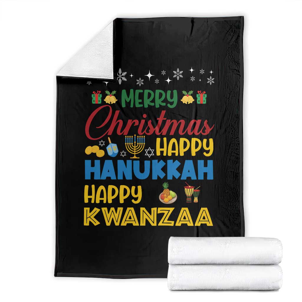 Celebrate All Holidays Merry Christmas Hanukkah Kwanzaa Gift Throw Blanket - Wonder Print Shop