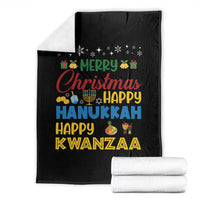 Celebrate All Holidays Merry Christmas Hanukkah Kwanzaa Gift Throw Blanket - Wonder Print Shop
