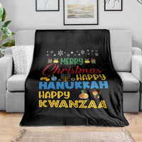 Celebrate All Holidays Merry Christmas Hanukkah Kwanzaa Gift Throw Blanket - Wonder Print Shop