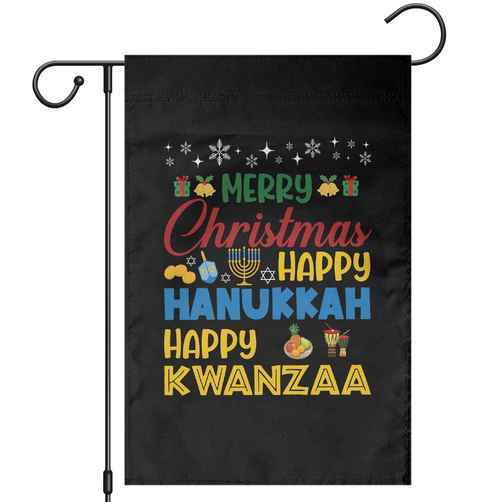 Celebrate All Holidays Merry Christmas Hanukkah Kwanzaa Gift Garden Flag - Wonder Print Shop