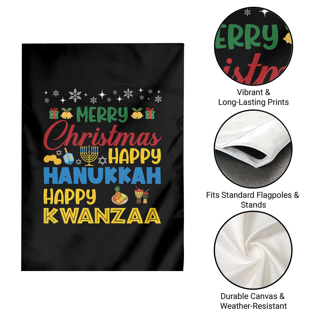 Celebrate All Holidays Merry Christmas Hanukkah Kwanzaa Gift Garden Flag - Wonder Print Shop