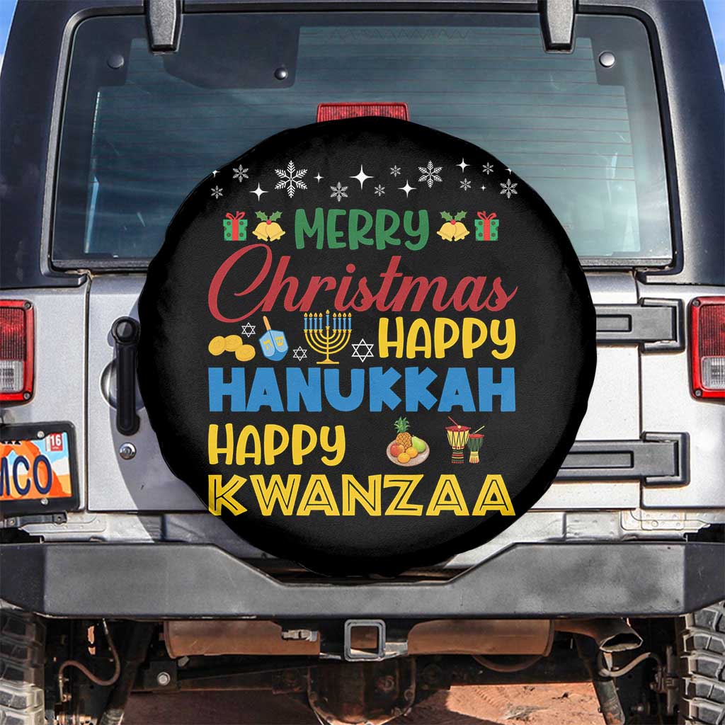 Celebrate All Holidays Merry Christmas Hanukkah Kwanzaa Gift Spare Tire Cover - Wonder Print Shop