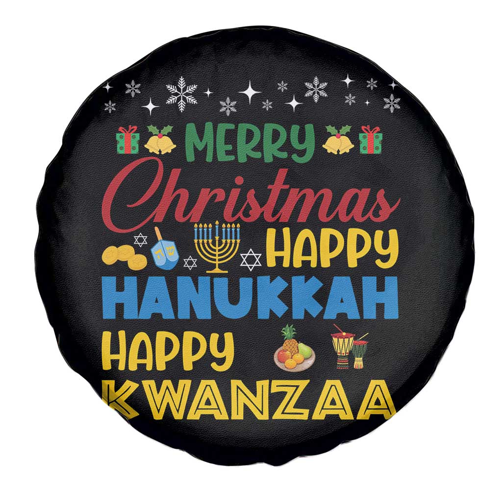 Celebrate All Holidays Merry Christmas Hanukkah Kwanzaa Gift Spare Tire Cover - Wonder Print Shop
