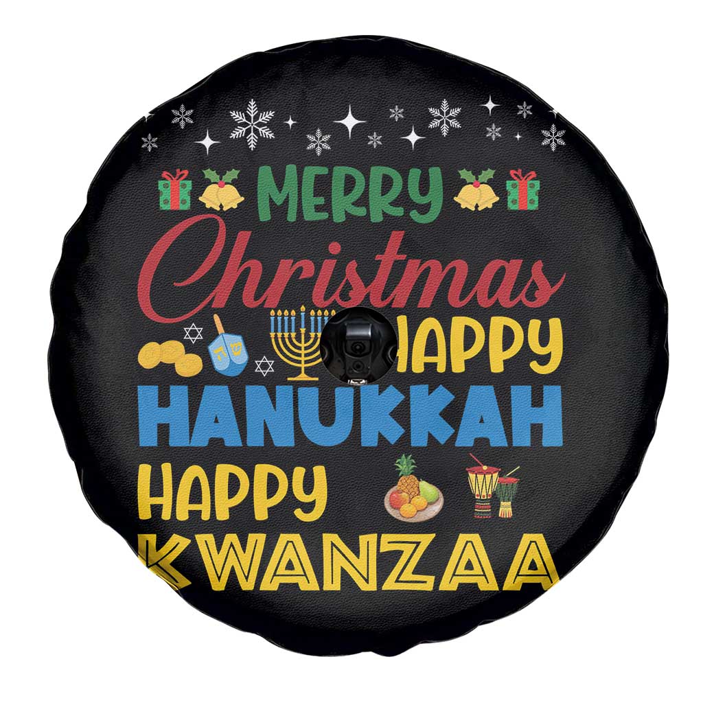 Celebrate All Holidays Merry Christmas Hanukkah Kwanzaa Gift Spare Tire Cover - Wonder Print Shop