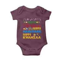 Celebrate All Holidays Merry Christmas Hanukkah Kwanzaa Gift Baby Onesie - Wonder Print Shop