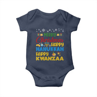 Celebrate All Holidays Merry Christmas Hanukkah Kwanzaa Gift Baby Onesie - Wonder Print Shop