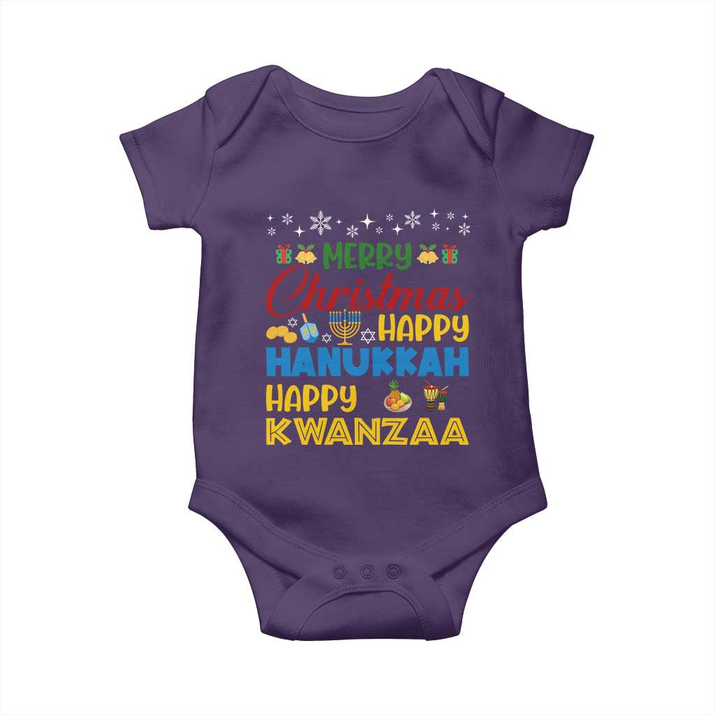 Celebrate All Holidays Merry Christmas Hanukkah Kwanzaa Gift Baby Onesie - Wonder Print Shop