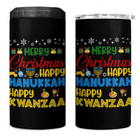 Celebrate All Holidays Merry Christmas Hanukkah Kwanzaa Gift 4 in 1 Can Cooler Tumbler - Wonder Print Shop