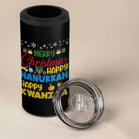 Celebrate All Holidays Merry Christmas Hanukkah Kwanzaa Gift 4 in 1 Can Cooler Tumbler - Wonder Print Shop