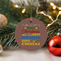 Celebrate All Holidays Merry Christmas Hanukkah Kwanzaa Gift Ceramic Ornament - Wonder Print Shop