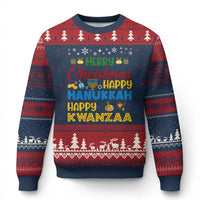 Celebrate All Holidays Merry Xmas Hanukkah Kwanzaa Gift Ugly Christmas Sweater - Wonder Print Shop